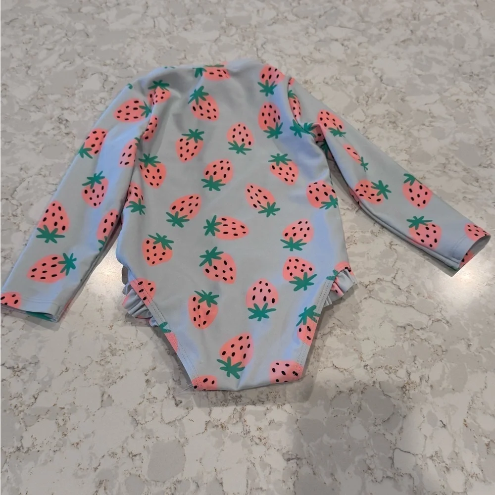 Old Navy 12-18M Strawberry Print Long Sleeve Swimsuit